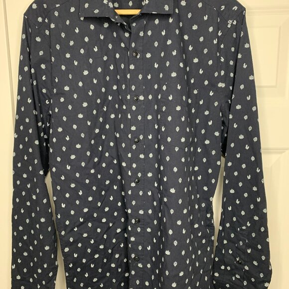 RW & Co Mens Blue Patterned Shirt - Picture 2 of 12